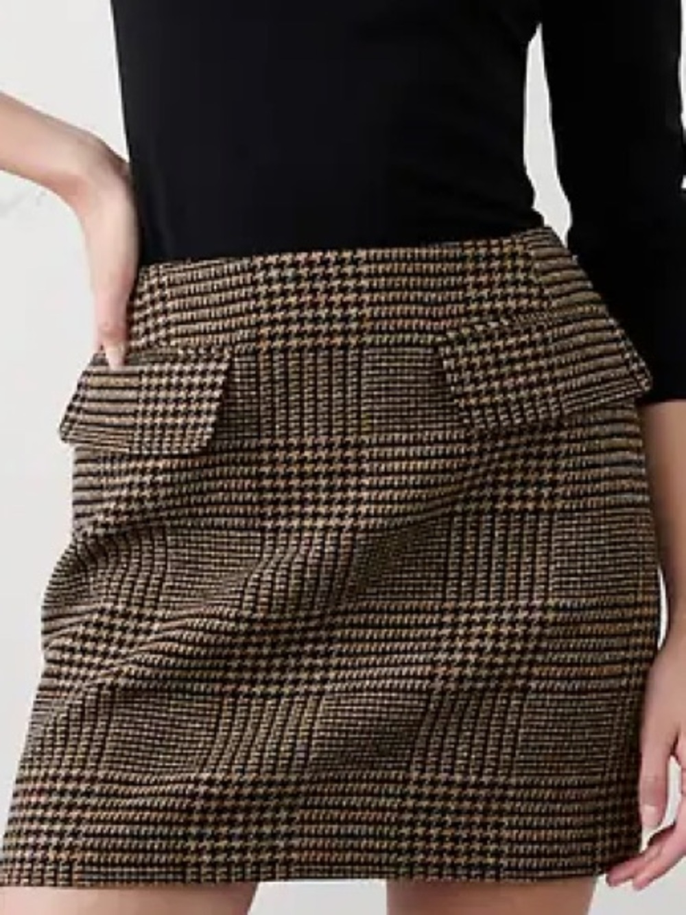 Banana republic factory plaid pocket wool blend winter mini skirt size 14 NWT